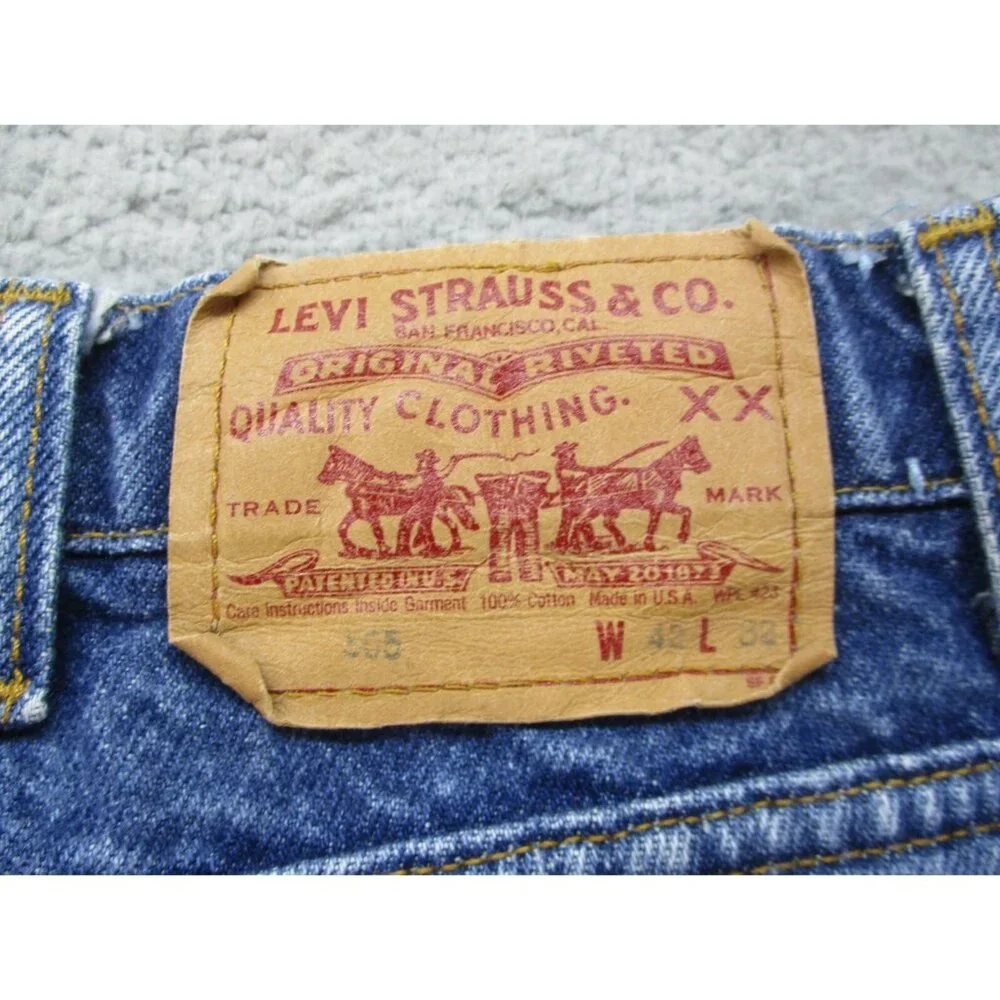 Mens 42x32 Vintage Levis 505 Jeans Blue Straight USA Made Classic American Denim - Picture 3 of 8